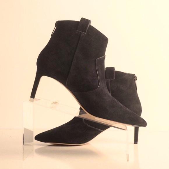 Veronica Beard Lexi Ankle Boots Western Heeled Bootie Black Suede US size 7.5 - Picture 9 of 16